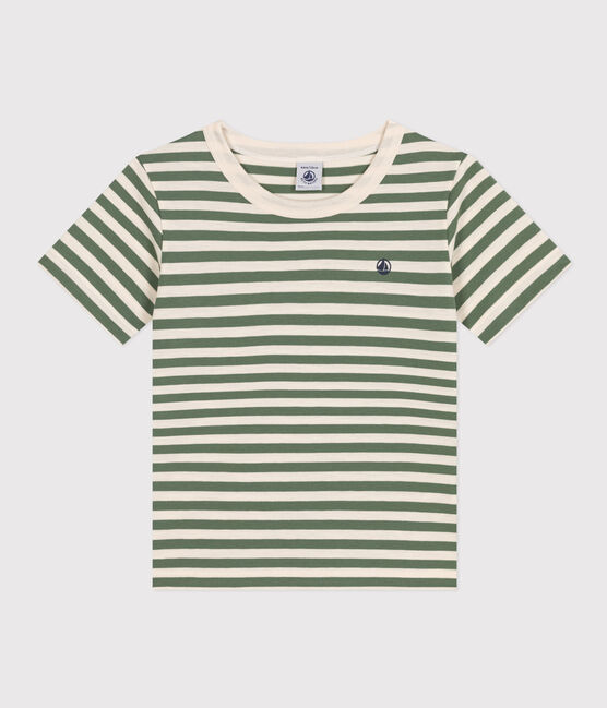 Camiseta a rayas de jersey ligero para niño verde CROCO/ AVALANCHE