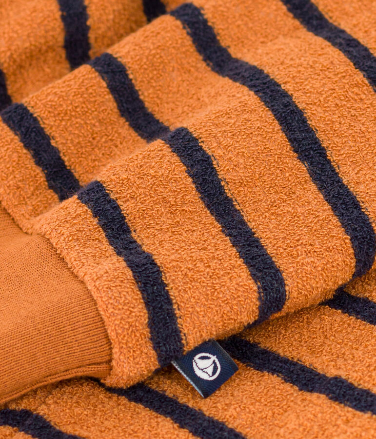 Sudadera de rizo a rayas para beb&eacute; marron/azul