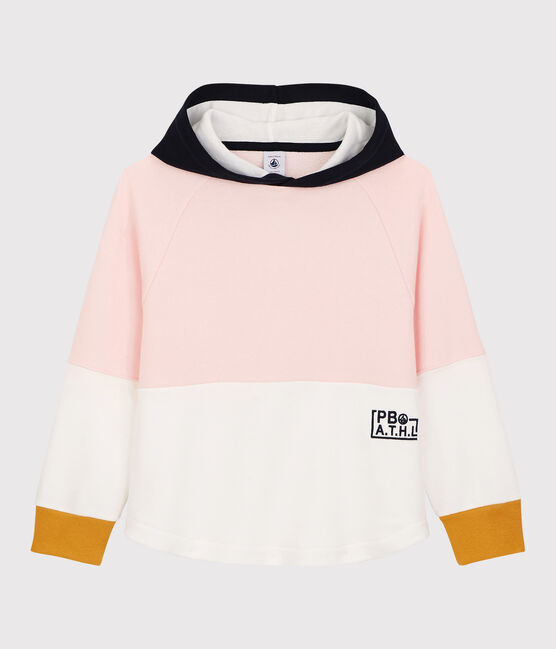 Sudadera con capucha de felpa de niña rosa MINOIS/blanco MARSHMALLOW