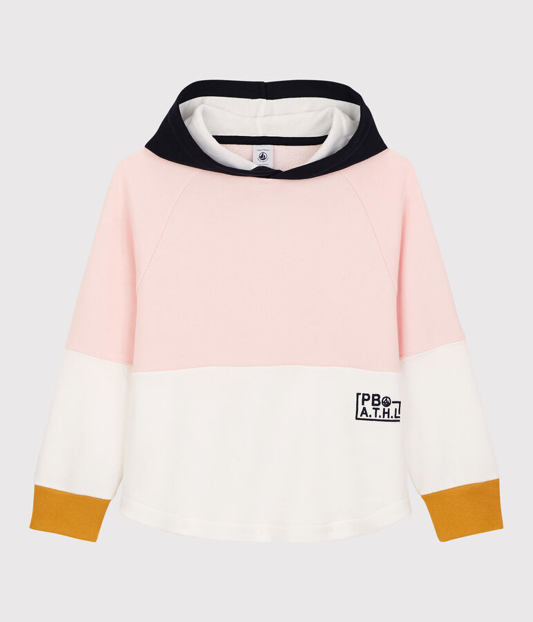 Sudadera con capucha de felpa de ni&ntilde;a rosa/blanco