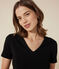 Camiseta Iconique de manga corta de punto liso para mujer negro BLACK