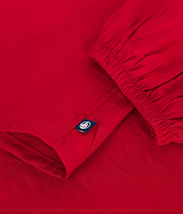 Blusa de manga larga de tela para ni&ntilde;a rojo