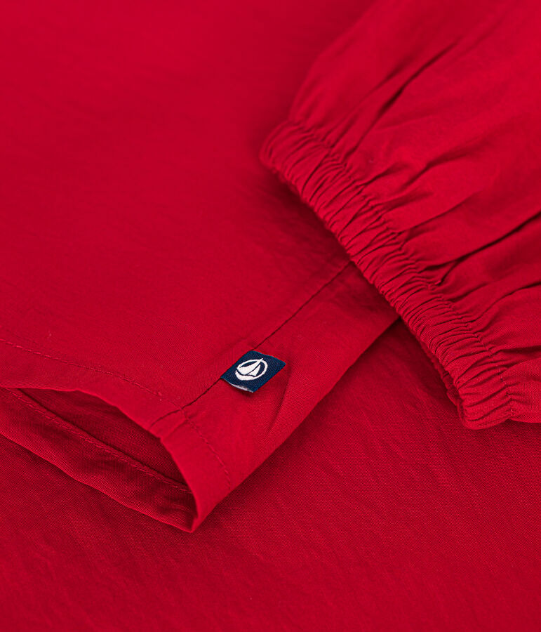 Blusa de manga larga de tela para ni&ntilde;a rojo