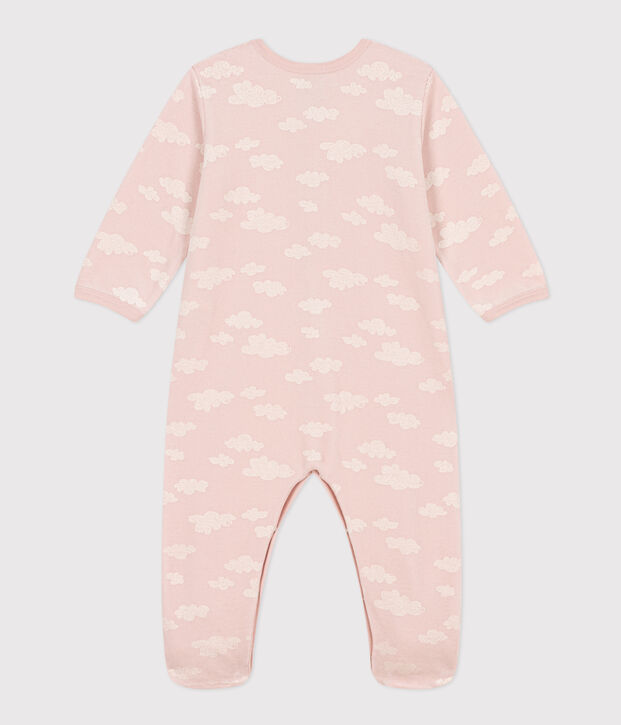 Pijama de terciopelo con nubes para beb&eacute; rosa/blanco