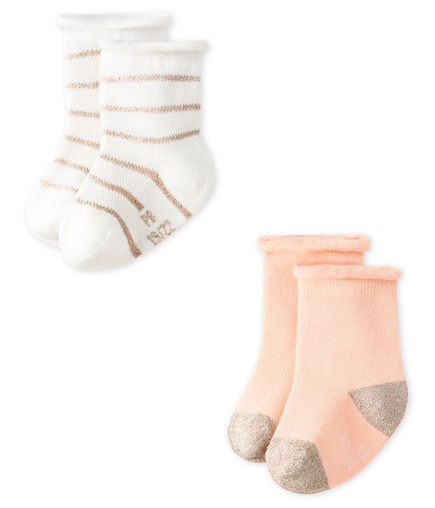 Lote de 2 pares de calcetines ligeros para beb&eacute; ni&ntilde;a multicolor
