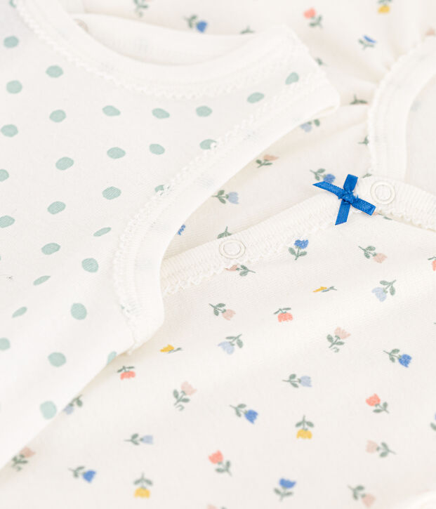 Juego de 2 monos cortos de algod&oacute;n con flores para beb&eacute; multicolor