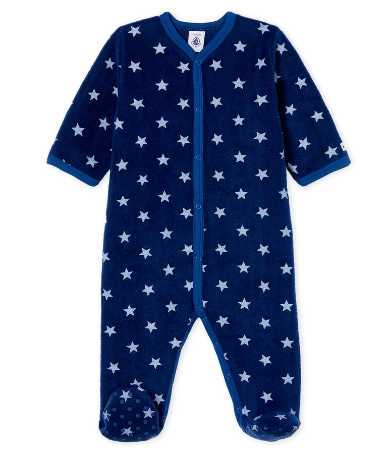Sobrepijama de polar para beb&eacute; ni&ntilde;o azul/blanco