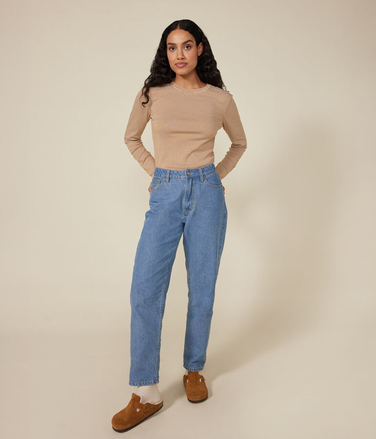 Camiseta Iconique de manga larga de punto a rayas para mujer marron/blanco