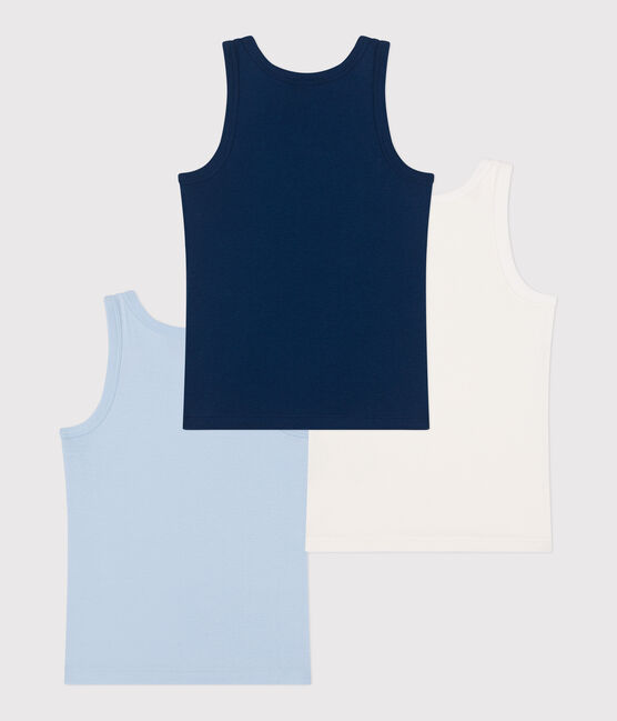 Juego de 3 camisetas infantiles lisas de algodón sin mangas variante 1
