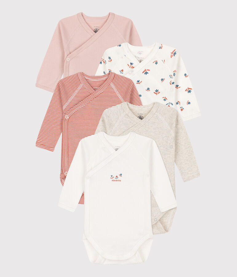 Juego de 5 bodis de manga larga de beb&eacute; de algod&oacute;n multicolor