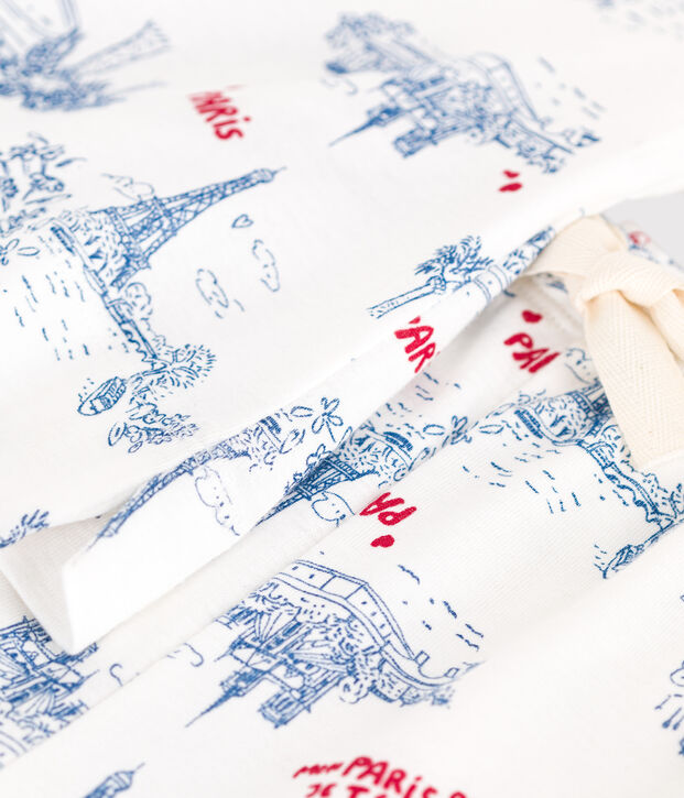 Pijama corto de algod&oacute;n con estampado de Par&iacute;s para mujer blanco/multicolor
