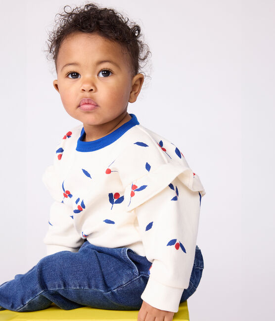 Sudadera de algodón con estampado de frutos y volantes para bebé MILK/ MULTICO