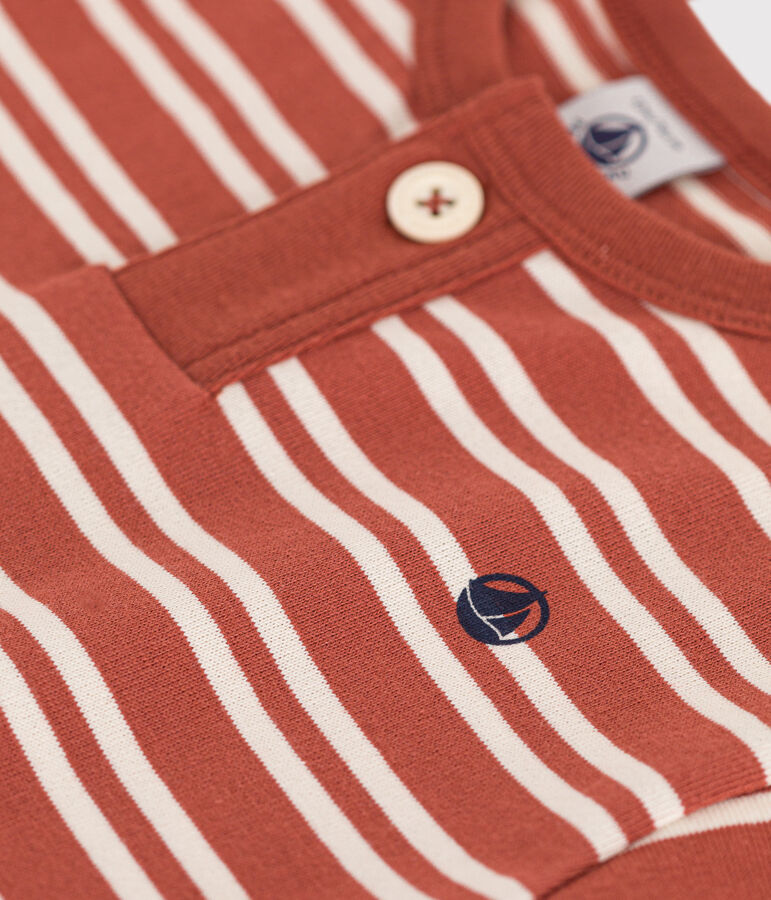 Camiseta de manga corta de punto para beb&eacute; marron/crudo