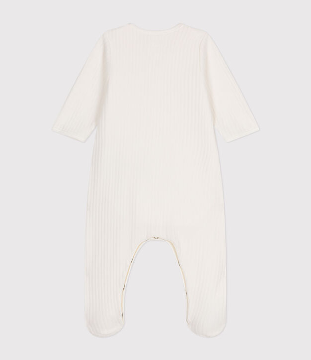 Pijama de Terciopelo unisex con Body liso integrado blanco