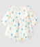 Vestido de flores de manga larga con braguita para bebé niña de tejido de pañal blanco MARSHMALLOW/blanco MULTICO
