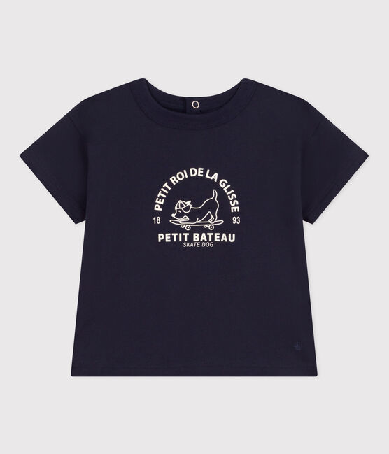 Camiseta de manga corta de jersey ligero para bebé azul SMOKING