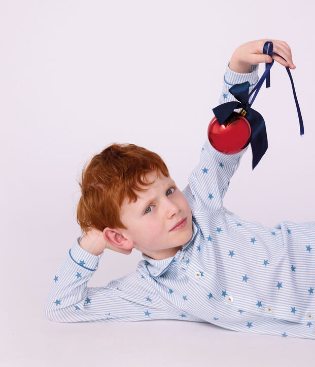 Pijama infantil abotonado de algod&oacute;n con estampado de estrellas blanco/multicolor