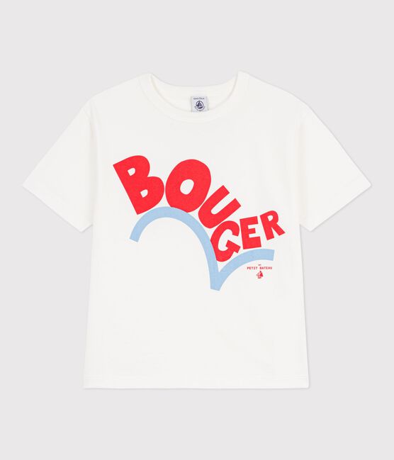 Camiseta infantil de manga corta de algodón blanco MARSHMALLOW