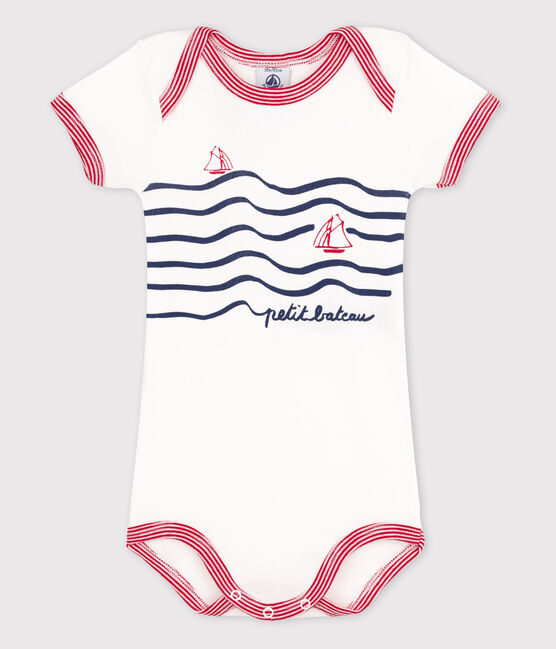 Bodi de manga corta de bebé niña blanco ECUME/rojo TERKUIT
