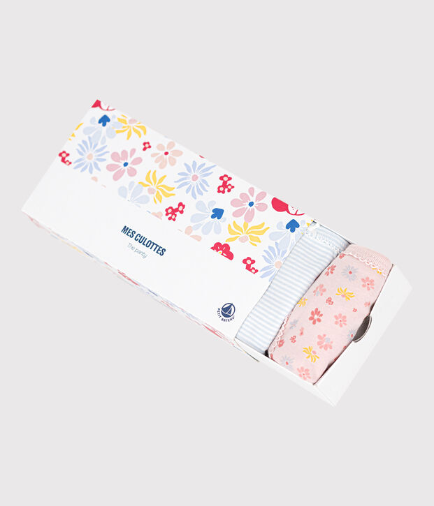 Juego de 5 braguitas infantiles con flor de algod&oacute;n multicolor