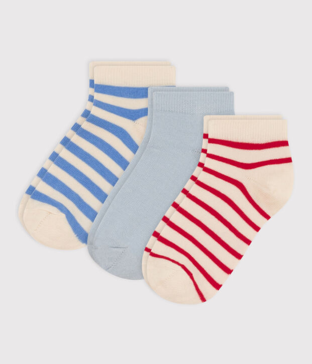 Juego de 3 pares de calcetines de punto de algod&oacute;n con rayas para ni&ntilde;os multicolor