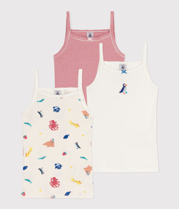Juego de 3 camisetas de tirantes de algod&oacute;n para ni&ntilde;a multicolor