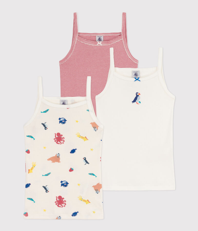 Juego de 3 camisetas de tirantes de algod&oacute;n para ni&ntilde;a multicolor