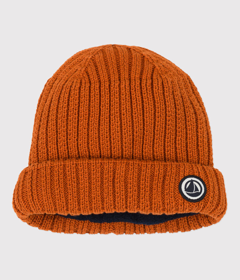 Gorro de punto tricotado con forro polar reciclado para beb&eacute; marron RUSTY
