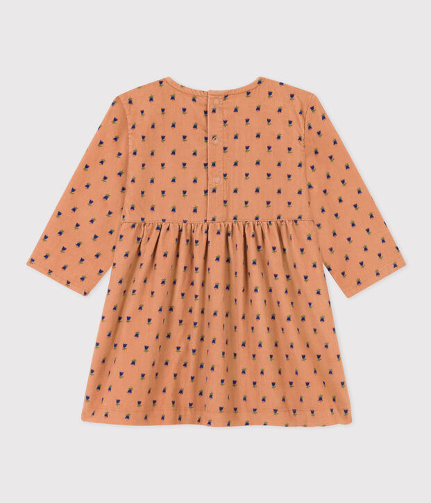 Vestido de terciopelo de manga larga para beb&eacute; rosa/multicolor