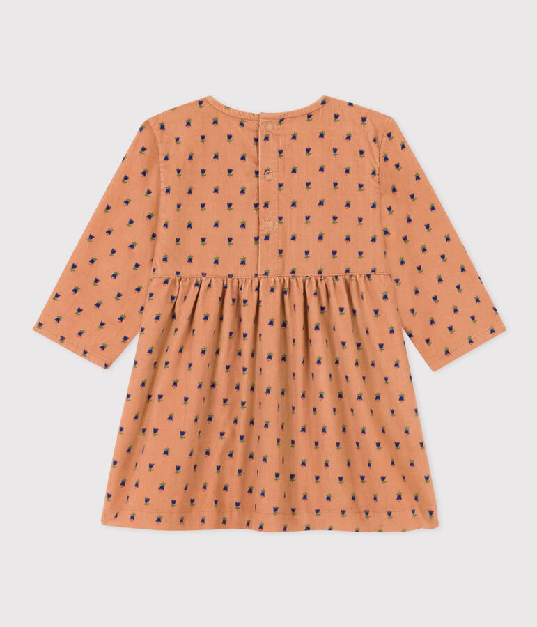 Vestido de terciopelo de manga larga para beb&eacute; rosa/multicolor