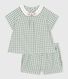 Conjunto de dos piezas de algodón, con blusa y short vichy, para bebé