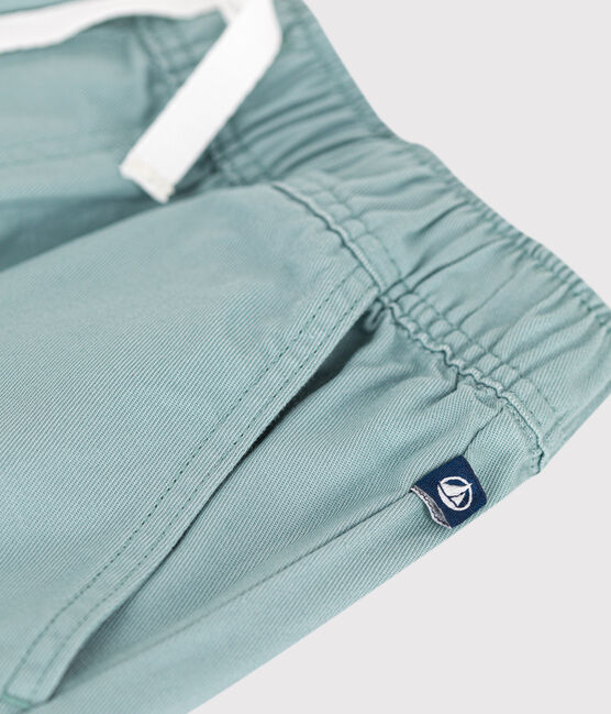 Bermudas cortas infantiles de algodón liso verde PAUL
