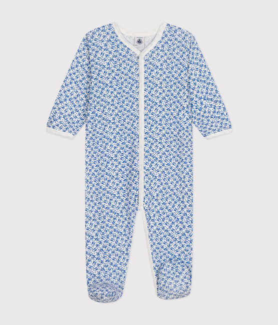 Pijama de algodón con estampado de flores para bebé azul MARSHMALLOW/ INCOGNITO