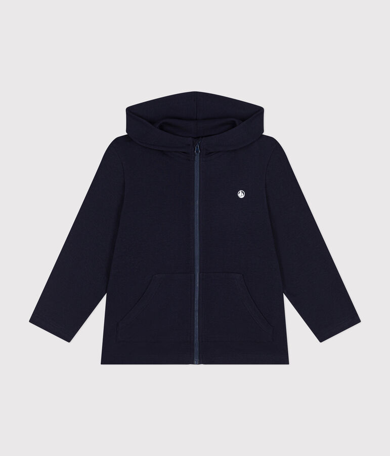 Sudadera con cremallera y capucha de punto de ni&ntilde;o azul