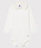 Body de manga larga con cuello de polo para bebé niño blanco MARSHMALLOW