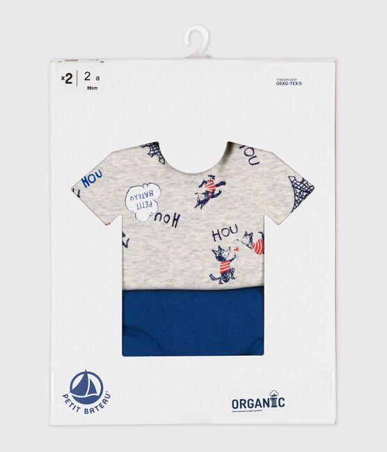 Juego de 2 camisetas de camisetas de manga corta con estampado de París de niño de algodón orgánico variante 1