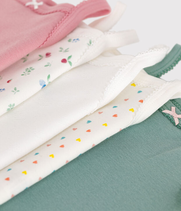 Juego de 5 bodis de tirantes con flores de algod&oacute;n para beb&eacute; multicolor