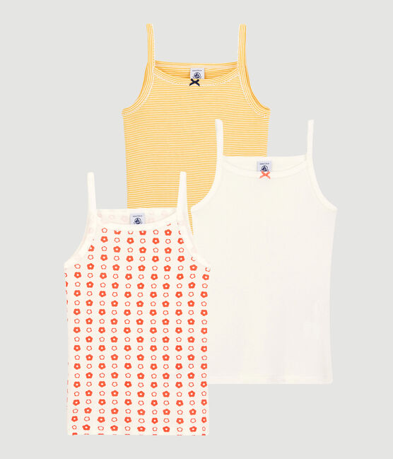 Juego de 3 camisetas de tirantes con estampado de flor gráfica de niña de algodón orgánico variante 1