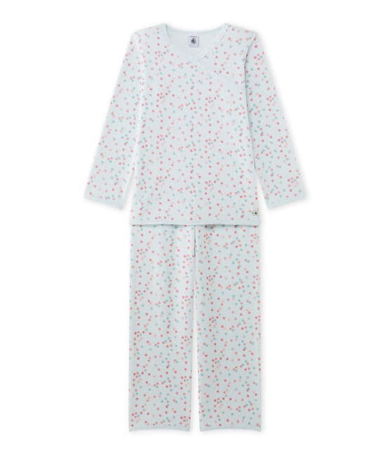 Pijama de terciopelo para niña azul BOCAL/blanco MULTICO