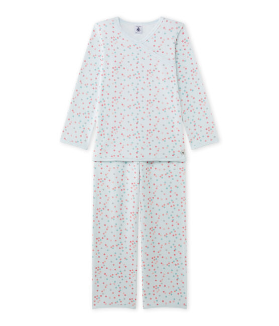 Pijama de terciopelo para niña azul BOCAL/blanco MULTICO