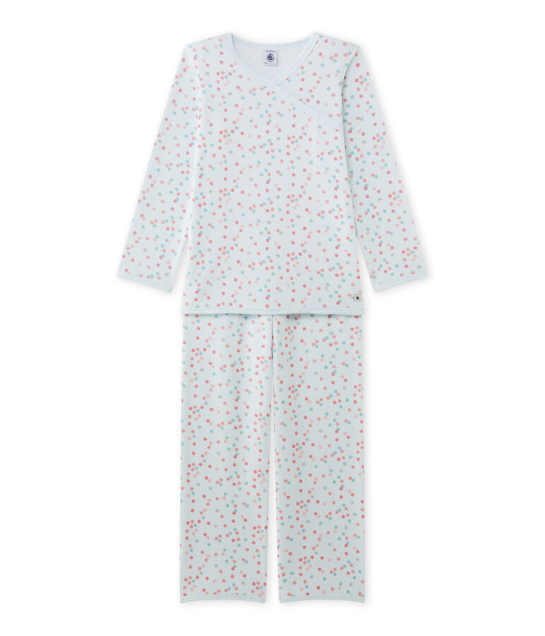 Pijama de terciopelo para ni&ntilde;a azul BOCAL/blanco MULTICO