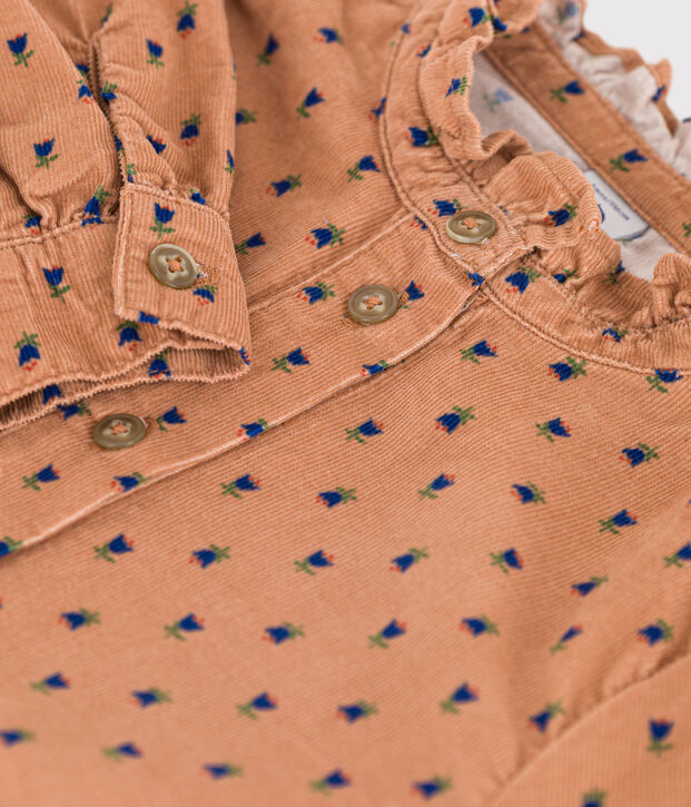 Blusa de terciopelo fino con flores de ni&ntilde;a rosa/multicolor