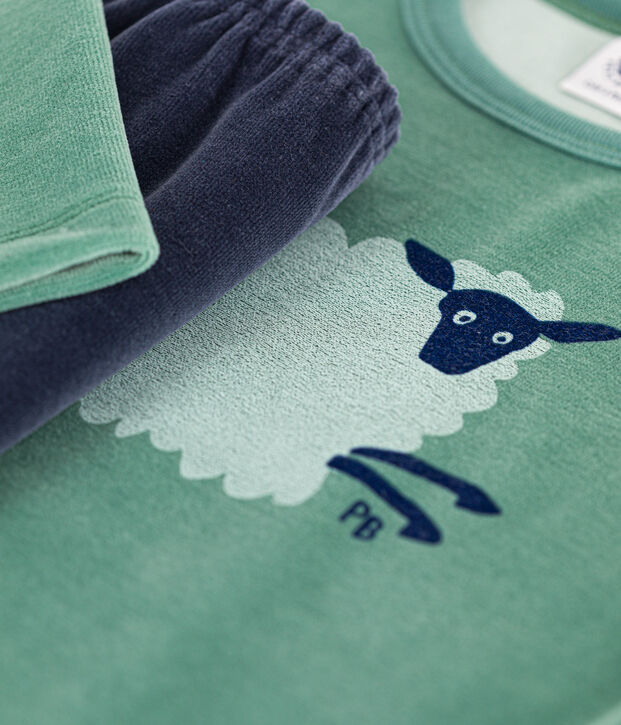 Pijama de terciopelo para ni&ntilde;o verde/multicolor