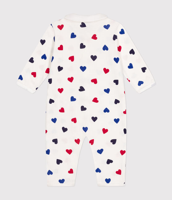 Pijama sin pies de algodón con estampado de corazones para bebé blanco MARSHMALLOW/blanco MULTICO