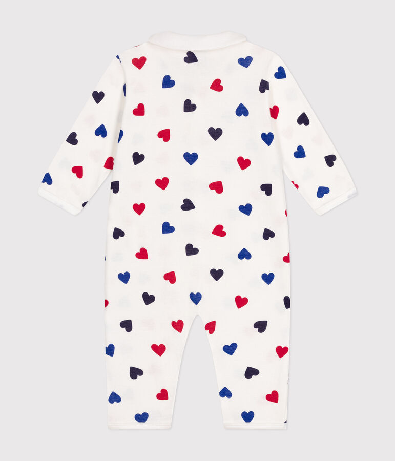 Pijama sin pies de algod&oacute;n con estampado de corazones para beb&eacute; blanco/multicolor
