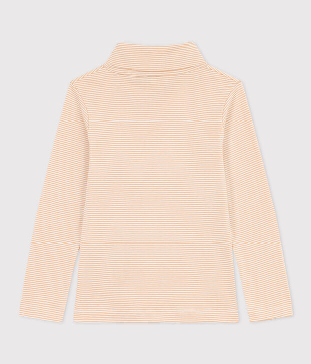 Prenda de cuello cisne a rayas de algod&oacute;n de ni&ntilde;a/ni&ntilde;o beige/blanco