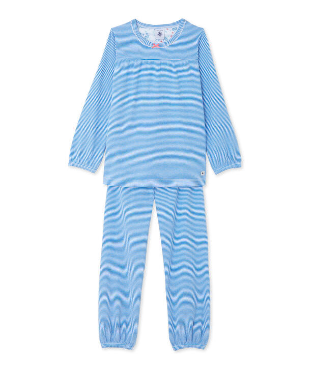 Pijama milrayas para ni&ntilde;a azul/blanco