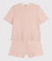Pijama corto de algodón para mujer rosa SALINE