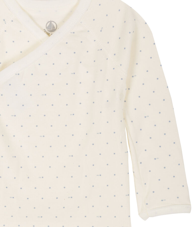 Bodi de nacimiento de manga larga para beb&eacute; blanco/azul