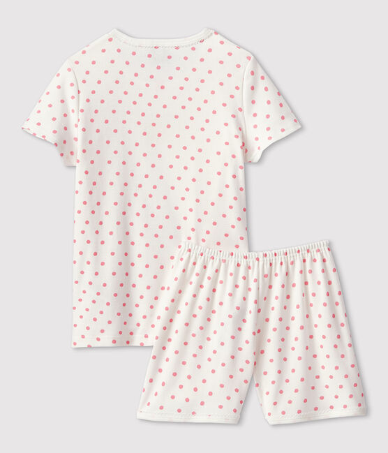 Pijama corto de lunares rosas de niña de algodón blanco MARSHMALLOW/rosa GRETEL